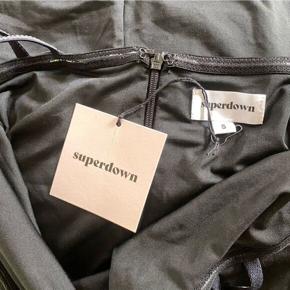 Superdown Natalie Mini Dress Black rhinestone off shoulder cut out party Revolve - Picture 7 of 10